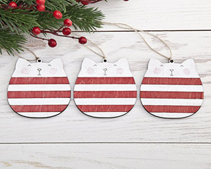 wooden cat christmas ornaments