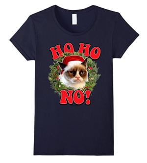 short-sleeved womens christmas cat tshirt