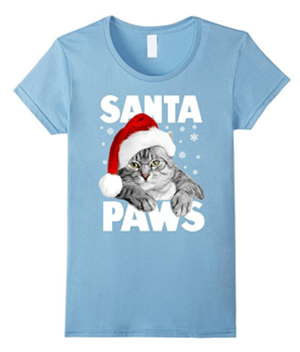 short-sleeved womens christmas cat tshirt