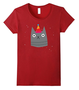 short-sleeved womens christmas cat tshirt