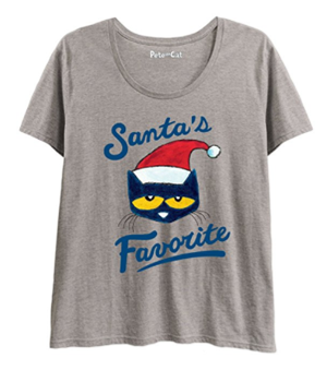 short-sleeved womens christmas cat tshirt