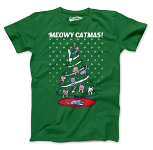 short-sleeved mens cat christmas tshirt