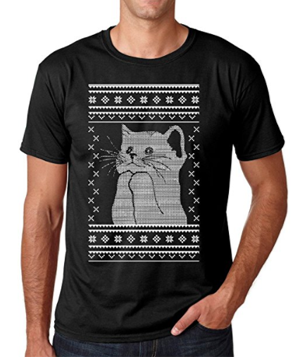 short-sleeved mens cat christmas tshirt