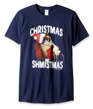 short-sleeved mens cat christmas tshirt