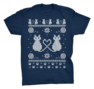 short-sleeved mens cat christmas tshirt