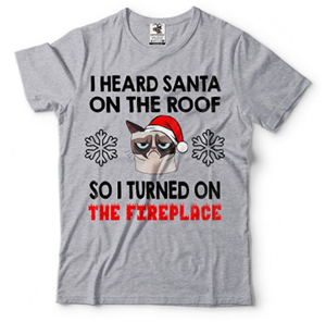 short-sleeved mens cat christmas tshirt