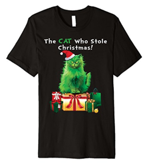 short-sleeved mens cat christmas tshirt