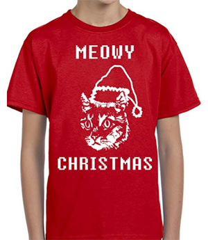 short-sleeved mens cat christmas tshirt