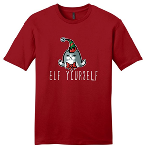 short-sleeved mens cat christmas tshirt