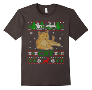 short-sleeved mens cat christmas tshirt
