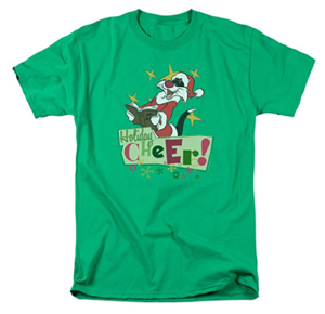 short-sleeved mens cat christmas tshirt