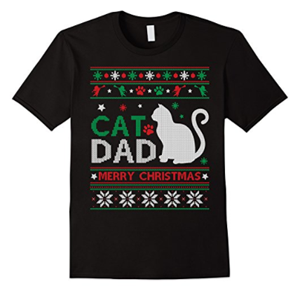 short-sleeved mens cat christmas tshirt