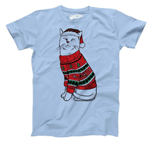 short-sleeved mens cat christmas tshirt