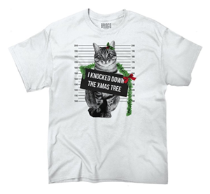 short-sleeved mens cat christmas tshirt