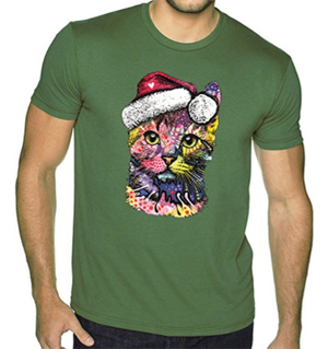 short-sleeved mens cat christmas tshirt