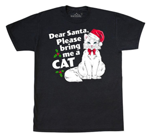 short-sleeved mens cat christmas tshirt