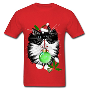 short-sleeved mens cat christmas tshirt