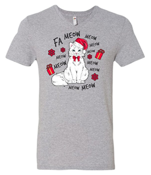 short-sleeved mens cat christmas tshirt