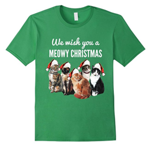short-sleeved mens cat christmas tshirt