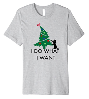 short-sleeved mens cat christmas tshirt