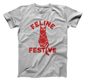 short-sleeved mens cat christmas tshirt