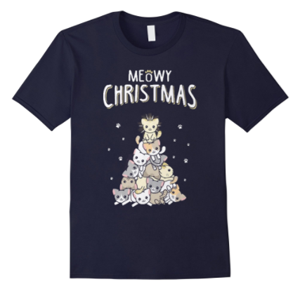 short-sleeved mens cat christmas tshirt