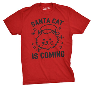 short-sleeved mens cat christmas tshirt