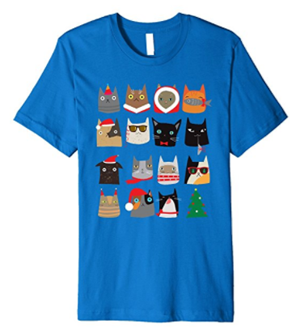 short-sleeved mens cat christmas tshirt
