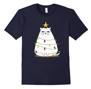 short-sleeved mens cat christmas tshirt