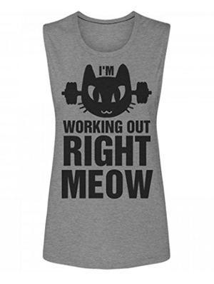gym working out exercise cat tshirts tank tops
