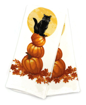 halloween cat kitchen towels