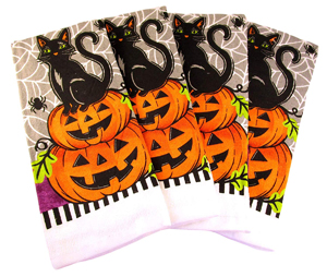 halloween cat kitchen towels