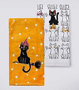 halloween cat kitchen towels