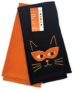 halloween cat kitchen towels