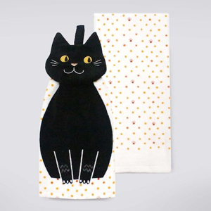 halloween cat kitchen towels