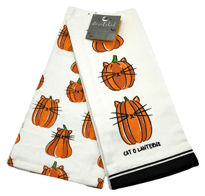 halloween cat kitchen towels