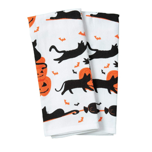 halloween cat kitchen towels