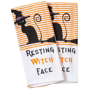halloween cat kitchen towels