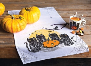 halloween cat kitchen towels
