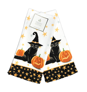 halloween cat kitchen towels
