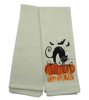 halloween cat kitchen towels