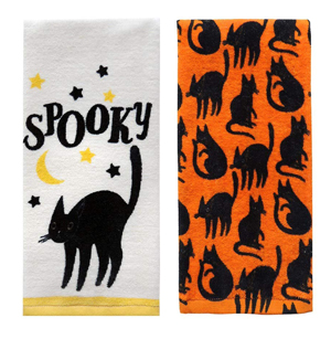 halloween cat kitchen towels