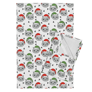 cat christmas kitchen tea towels