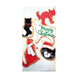 cat christmas kitchen tea towels