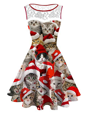 christmas cat dress womens