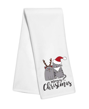 cat christmas kitchen tea towels