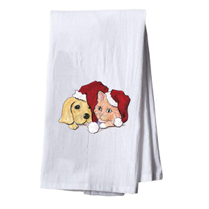 cat christmas kitchen tea towels