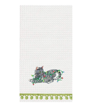 cat christmas kitchen tea towels