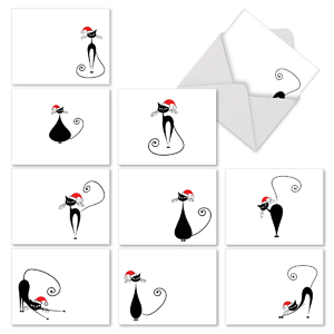 set of cat christmas cards