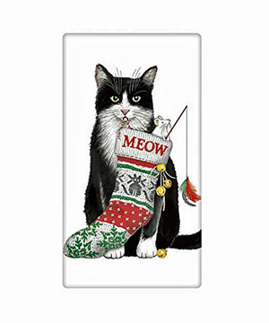 cat christmas kitchen tea towels